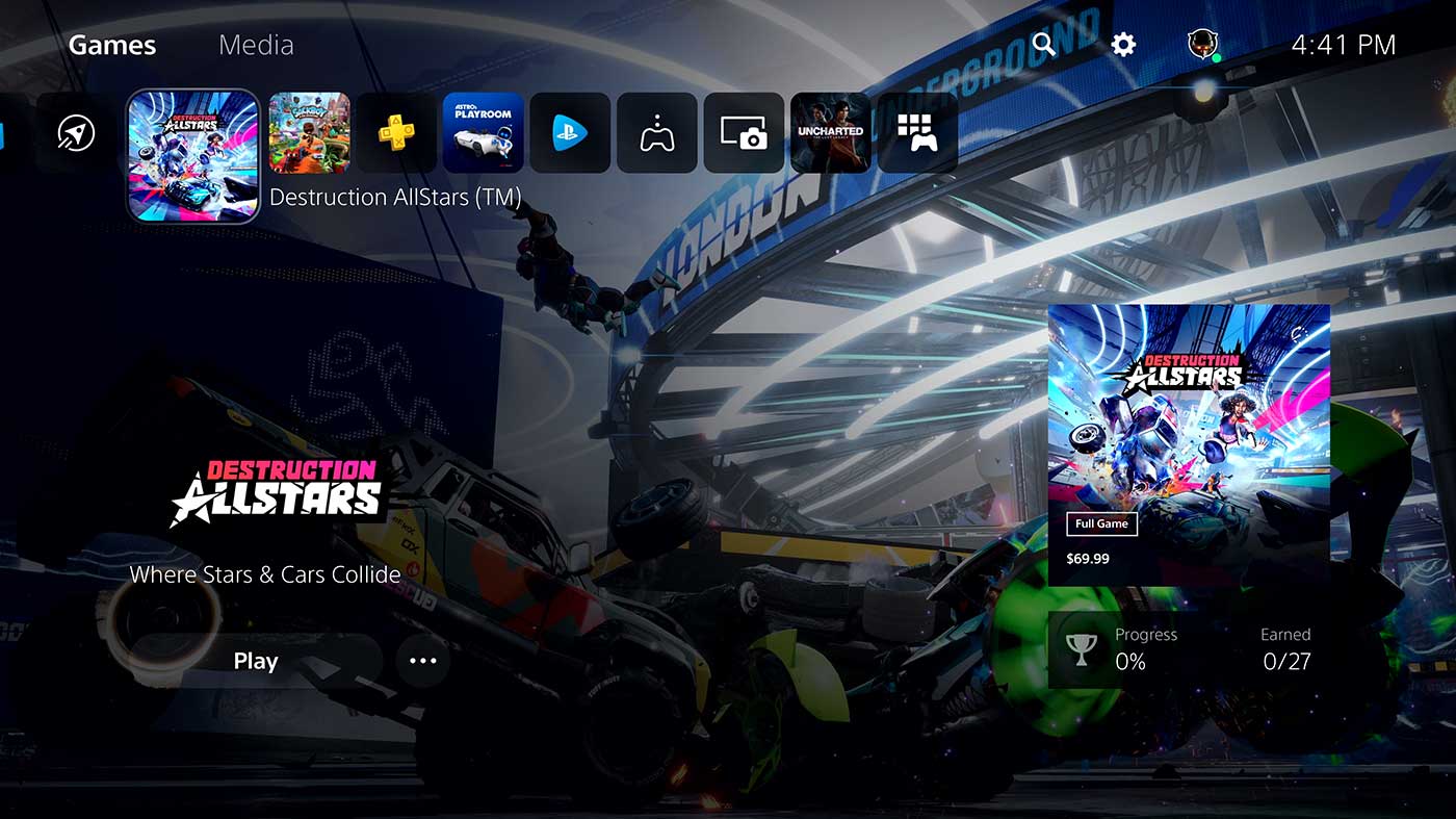 PS5 Home Screen